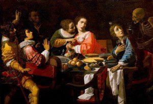 ["Death Comes to the Banquet Table (Memento Mori)" by Giovanni Martinelli, c. 1635. Source: Wikimedia, Creative Commons License].