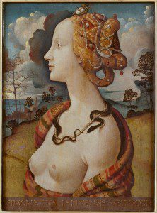"Portrait of Simonetta Vespucci" by Piero di Cosimo (c. 1480). Source: Wikimedia, Creative Commons License.