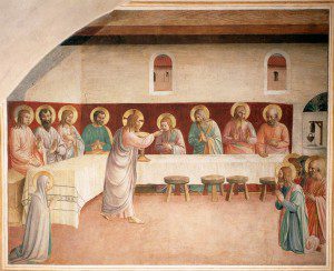 Institution of the Eucharist (1441-1442) by Fra Angelico. Source: Wikimedia, Public Domain.