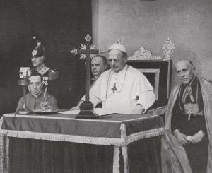 Pope Pius XI at the opening of the Vatican radio on February 12, 1931. Public Domain.