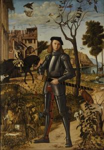 Young Knight in a Landscape (1510) by Vittorio Carpaccio. Public Domain.