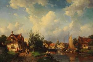 Hustle and Bustle on the River Bank of a Dutch Town (1860) by Charles Leickert. Public Domain.