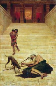 Illustration of Lazarus at the Rich Man's Gate (1886) by Fyodor Bronnikov. Public Domain.