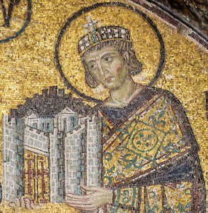 By File:Hagia_Sophia_Southwestern_entrance_mosaics.jpg: Photograph: Myrabella derivative work: Myrabella [Public domain or CC0], via Wikimedia Commons