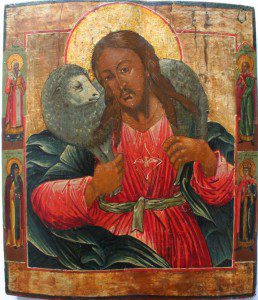  Good shepherd. Russian icon, 19 c. Niederland. By anonimous [Public domain], via Wikimedia Commons