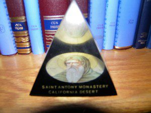 Picture by Henry Karlson of his own glass pyramid of St. Antony the Great from the Coptic Monastery in California