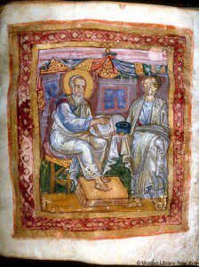 e Apostle John and Marcion of Sinope by Unknown (Life time: 1100?) [Public domain], via Wikimedia Commons