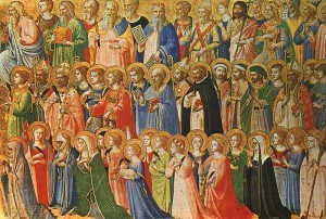 Fra Angelico, The Forerunners of Christ with Saints and Martyrs (about 1423-24) Tempera on wood, 31,9 x 63,5 cm cm National Gallery, London. By Sampo Torgo at en.wikipedia [Public domain], from Wikimedia Commons