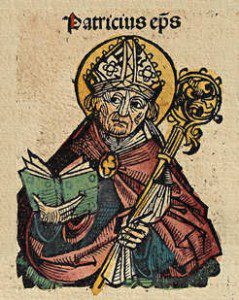 St. Patrick Woodcut. By Michel Wolgemut, Wilhelm Pleydenwurff (Text: Hartmann Schedel) (scan from original book) [Public domain], via Wikimedia Commons