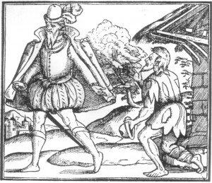 Woodcut_Giving_Alms_to_a_Beggar