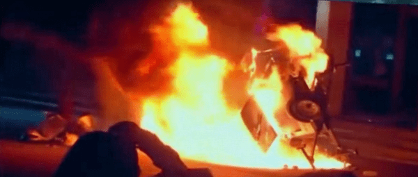 Screenshot from footage of the riots.