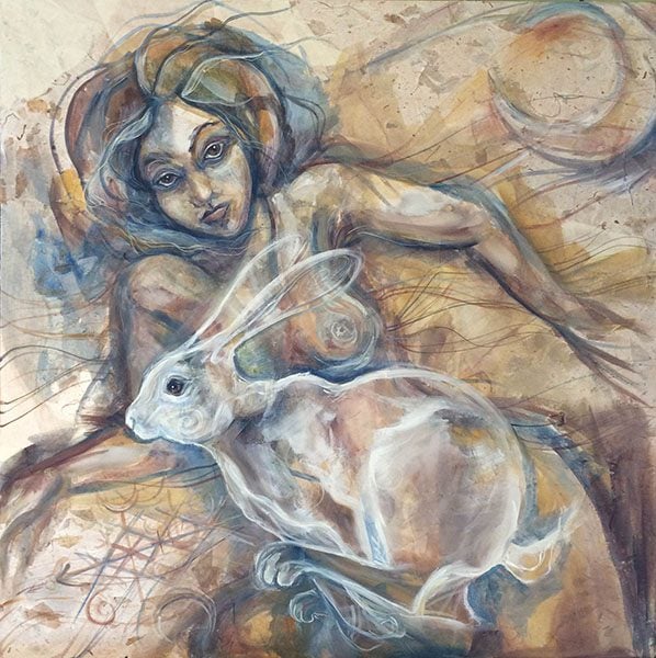 Woman To Hare, painting by the author