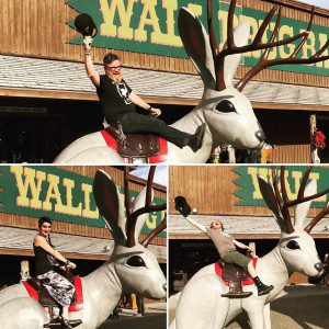 Touring is serious business, so play hard! Riding the Jackalope at Wall Drug in SD. 