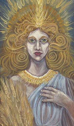 Detail of Demeter painting by Laura Tempest Zakroff