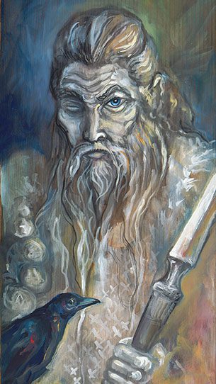 Detail of Odin painting by Laura Tempest Zakroff