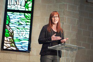 Allyson Robinson preaching at PYM16. Photo by Courtney Perry.