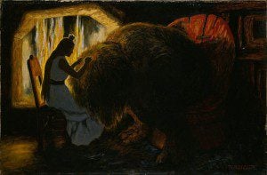 Theodor Kittelsen, The Princess picking Lice from the Troll - Google Art Project