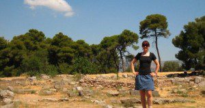 Me exploring the Acropolis. For a while, that length of skirt was as short as I went, and intentionally baggy too.