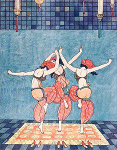 Illustration from The Arabian Nights by George Barbier (in public domain). Because non-monogamy entails having a harem of beautiful ladies, right?