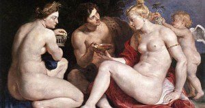 Another Rubens painting, this one depicting deities (Venus, Cupid, Bacchus, and Ceres). In public domain.
