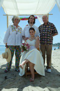 My grandparents with me and my husband (on our wedding day).