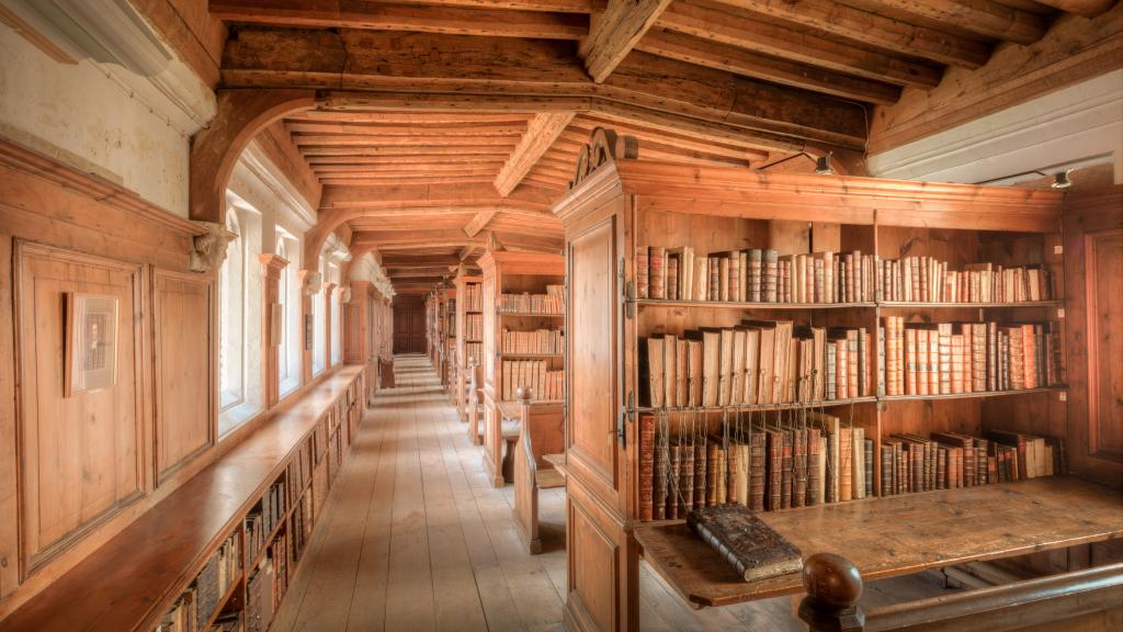 Interior of the library inside Wells Cathedral.