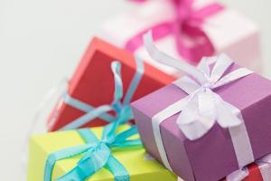 gift wrapped packages in bright colors