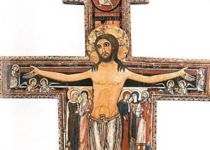 a close-up of the San Damiano crucifix