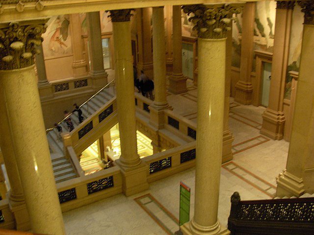 the atrium at the Carnegie Museum in Pittsburgh