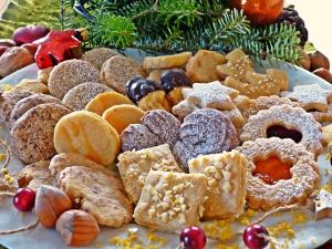 a plate of Christmas cookies