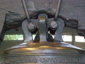 a close-up of the Liberty Bell