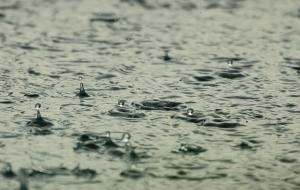 raindrops splashing in a puddle