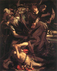 "The Conversion of Paul" by Caravaggio [Public domain], via Wikimedia Commons. Trump's conversion has been likened to St. Paul's conversion experience