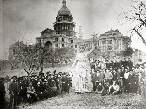 Statue of the Goddess of Liberty on the Texas State Capitol Grounds prior to installation on top of the rotunda