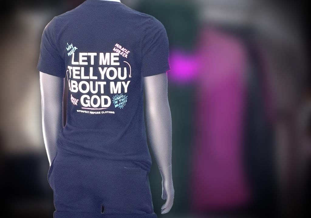 a "my" god t-shirt seen at a nearby mall