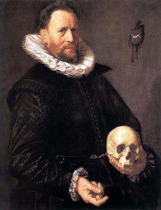 Portrait of a man holding a skull, by Frans Hals (1615), via Wikimedia Commons