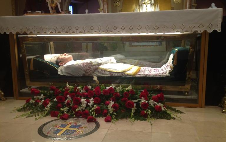 The remains of St. John Neumann at the National Shrine of St. John Neumann in Philly.