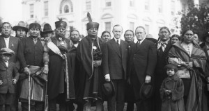 Osage representatives with President Coolidge at the White House in 1924. Photograph: Bettmann/Getty