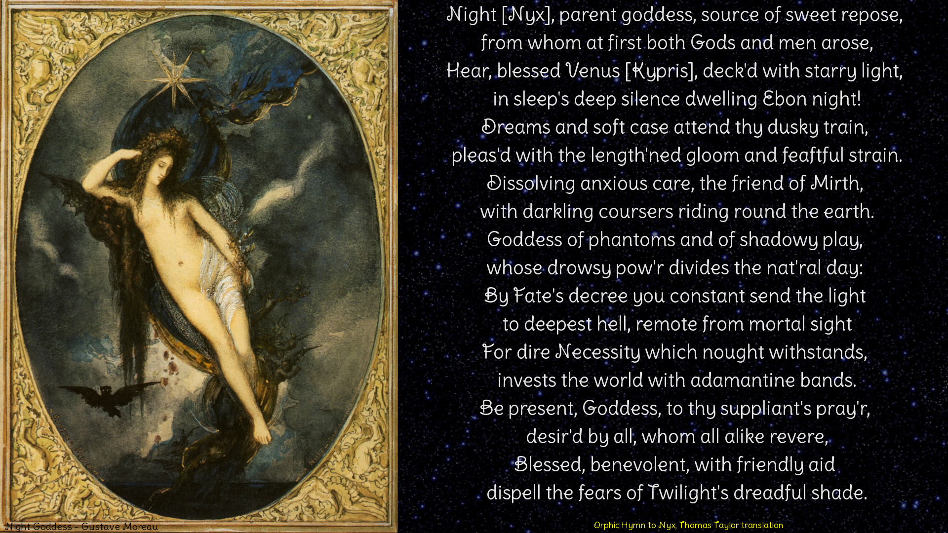 Тейлор перевод. Никта богиня живописи. Gustave Moreau богиня ночи. Pagan Goddess. Orphic.