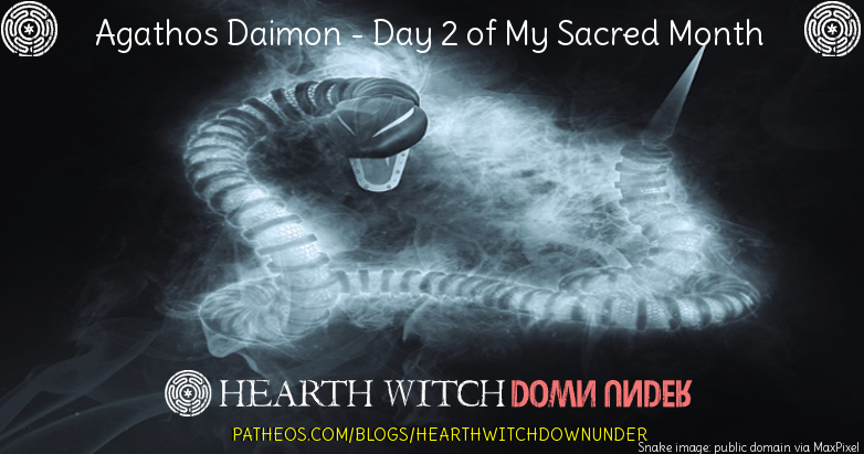 The Agathos Daimon is the household spirit who often is seen in serpent form.