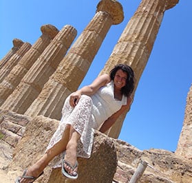 Sorita d'Este at the Temple of Zeus in the Valley of the Temples, Sicily