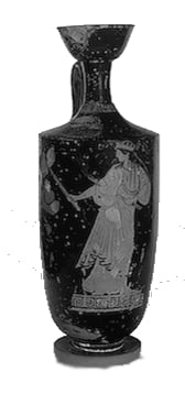 Hekate wearing a peplos (long dress) and wielding twin torches. [St Petersburg State Museum]