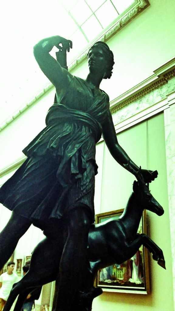 Sculpture of the Goddess Diana in the Louvre, illustrating a conflation with the Hellenic Artemis, with whom she is equated.