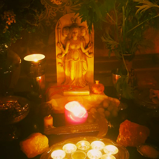 Community Shrine after a ceremony held in Glastonbury, England.