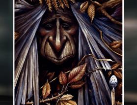 Book cover of Visions of the Cailleach by Sorita d'Este & David Rankine. Artwork by Marc Potts.