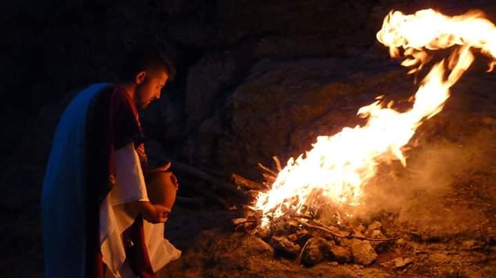 Georgi Mishev, Priest of Threskeia with ritual fire. Bulgarian Paganism.