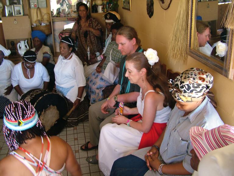 Janet Farrar & Gavin Bone being offered the honour of becoming Western Cape Lesotho Sangoma Elders in South Africa. 