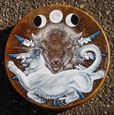 Momma White Cougar's Sacred Drum - A shamanic Pagan Woman