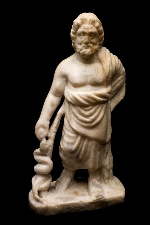 Marble statue of Asklepios, Greek, 400-200 BCE. Credit: Science Museum, London. CC BY