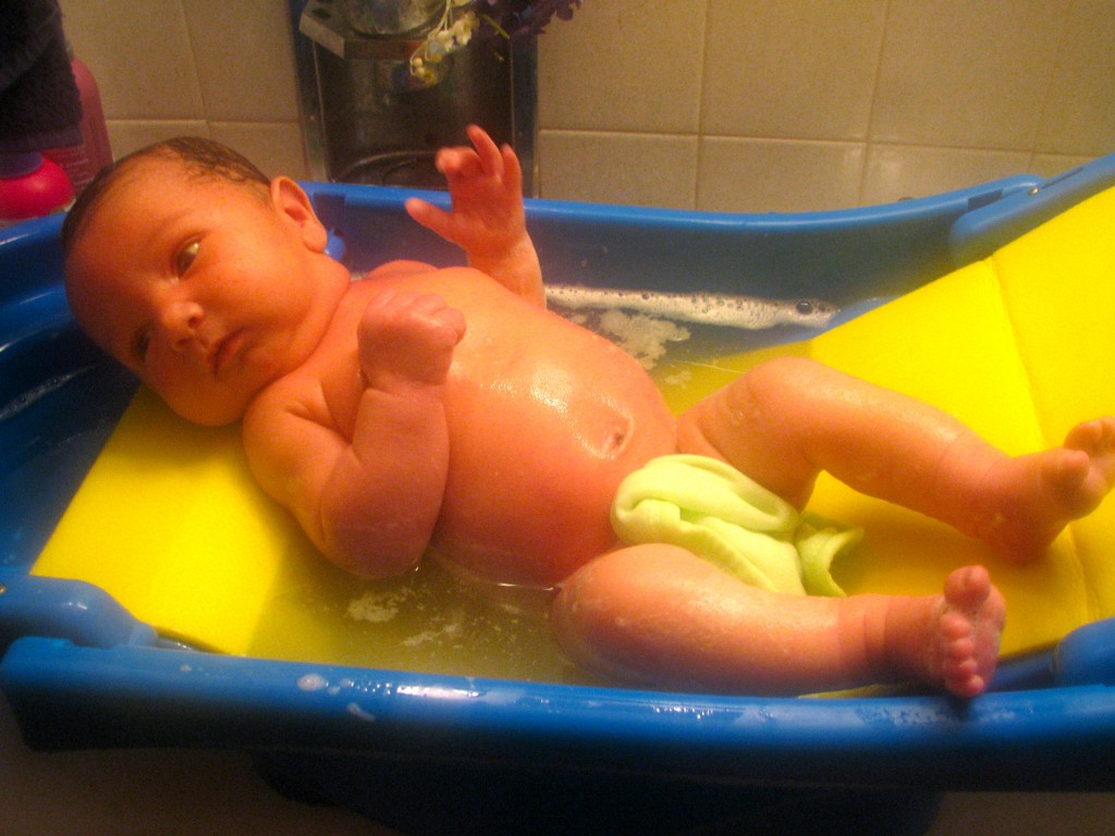 Rhys likes baths!